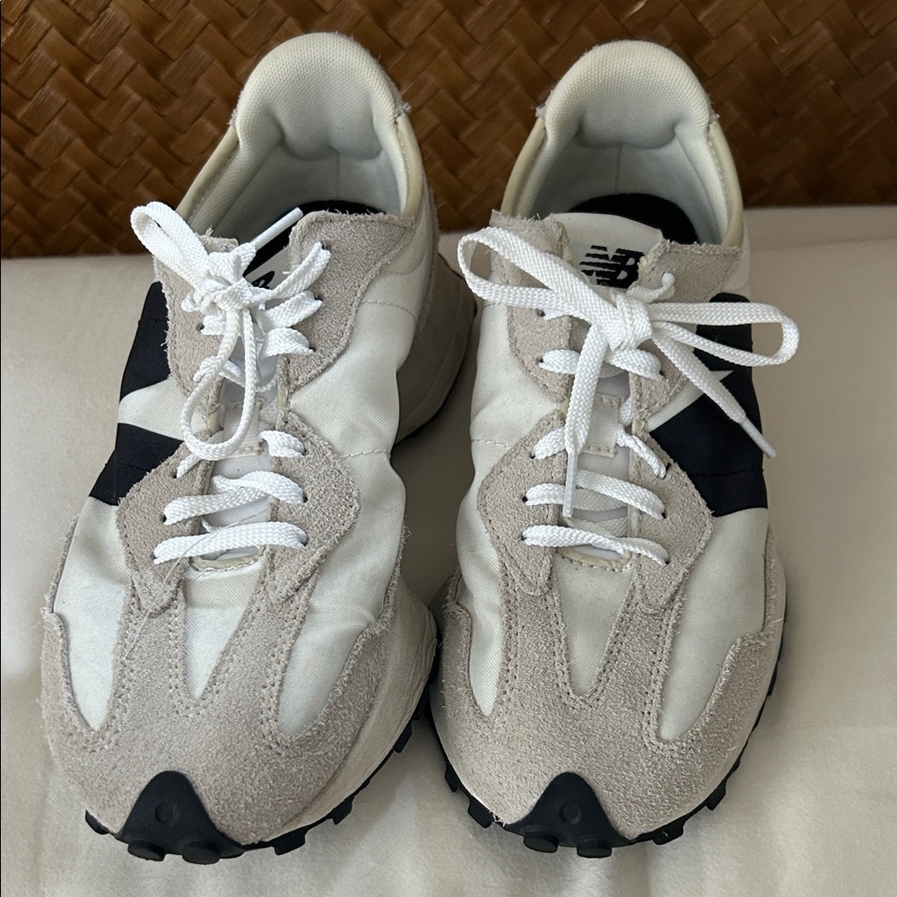 New Balance Cream and Black Athletic Shoes